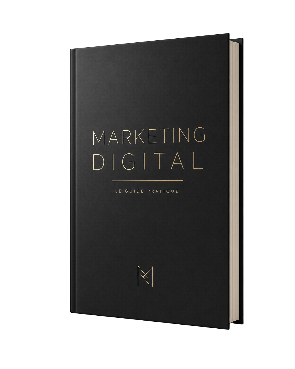 Mockup de l'ebook marketing digital, couverture noire premium